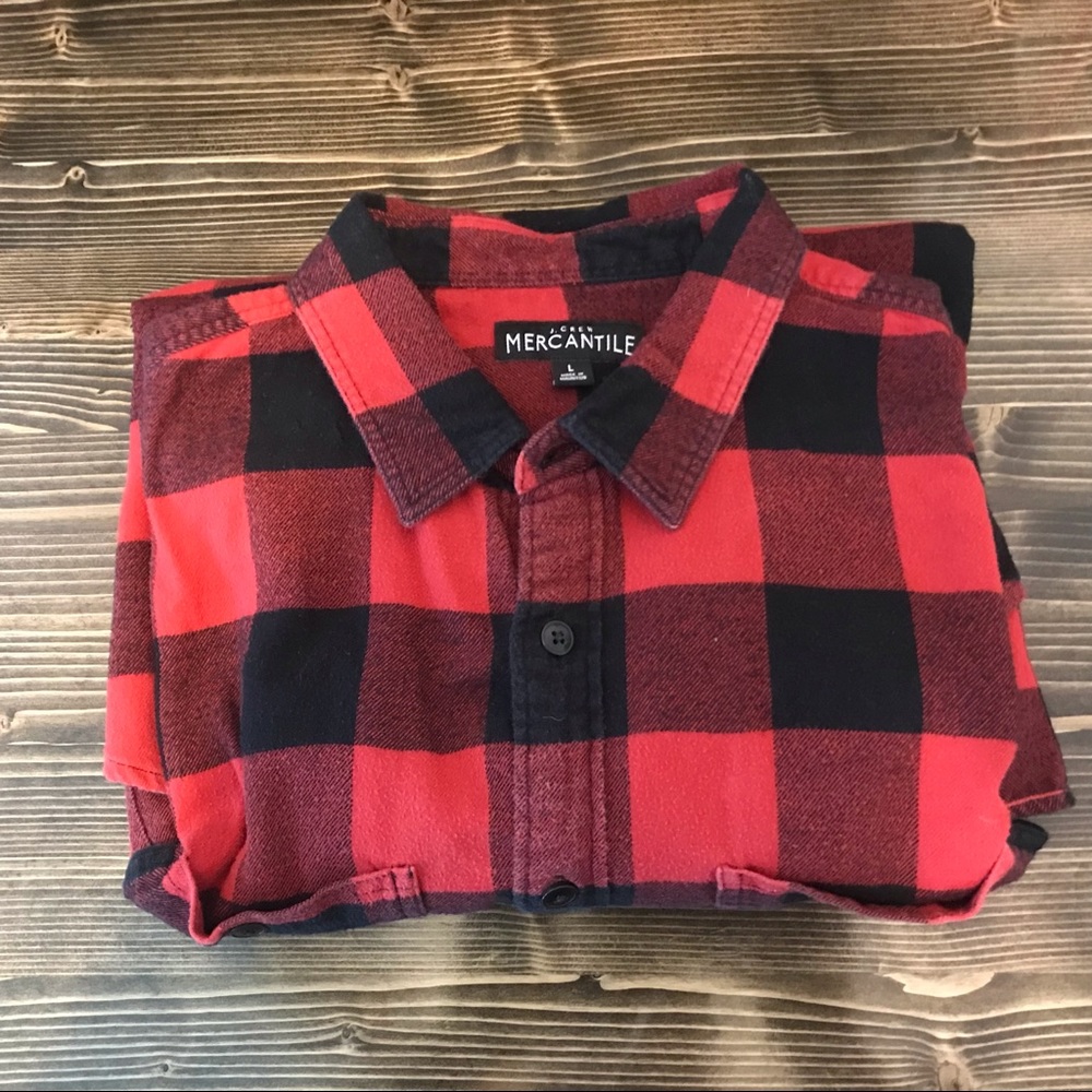 J Crew Mercantile Buffalo Plaid flannel, red and black, size Medium